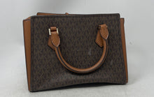 Load image into Gallery viewer, Michael Kors Womens Sheila Brown Signature Print Double Handle Satchel Purse
