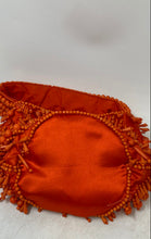 Load image into Gallery viewer, Mango Womens Orange Beaded Inner Pocket Magnetic Snap Lined Top Handle Handbag
