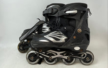 Load image into Gallery viewer, Dikashi Boys Blask Silver Lace-Up Adjustable Strap Inline Skates Size 8
