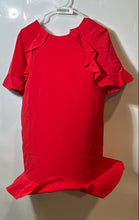 Load image into Gallery viewer, Zara Womens Red Ruffle Short Sleeve Peplum Hem Knee Length Shift Dress Size M
