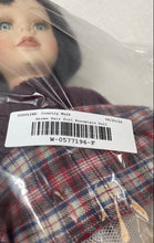 Load image into Gallery viewer, Brown Hair Green Eyes Porcelain Girl Doll In Red Sweater &amp; Plaid Skirt
