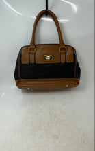 Load image into Gallery viewer, Tignanello Womens Brown Black Pockets Bottom Studs Shoulder Strap Satchel Bag
