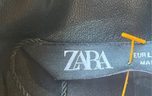Load image into Gallery viewer, Zara Womens Black Faux Leather Sleeveless Belted Zipper Mini Dress Size L
