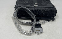 Load image into Gallery viewer, Vivi Zubedi Womens Black Snakeskin Leather Inner Pocket Crossbody Bag With Tag
