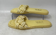 Load image into Gallery viewer, Zara Womens Yellow Raffia Slip-On Open Toe Braided Flat Slide Sandals Size 36

