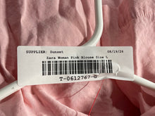Load image into Gallery viewer, Zara Womens Pink Short Sleeve Collared Oversized Button-Up Shirt Size Large
