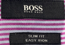 Load image into Gallery viewer, Hugo Boss Mens Pink Striped Cotton Slim Fit Long Sleeve Dress Shirt Size 46
