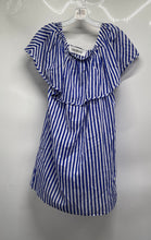 Load image into Gallery viewer, J.Crew Womens Blue White Striped Short Sleeve Ruffle Fit &amp; Flare Dress Size XXS
