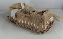 Load image into Gallery viewer, Beige Crochet Hooded Decorative Bow Moses Baby Carrying Basket
