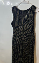 Load image into Gallery viewer, Calvin Klein Womens Black Gold Striped Back-Zip Evening A-Line Dress Size 10
