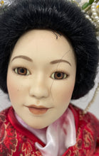 Load image into Gallery viewer, Ashton Drake Dream Of Harmony Japanese Red Kimono Floral Porcelain Doll

