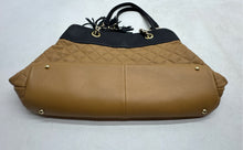 Load image into Gallery viewer, Calvin Klein Womens Brown Black Quilted Faux Leather Tassel Shoulder Bag
