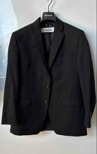Load image into Gallery viewer, Lauren Ralph Lauren Mens Black Striped Single-Breasted Two-Button Blazer Sz 38S
