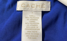 Load image into Gallery viewer, Cache Womens Royal Blue Beaded Sleeve Ruched Back Zip Bodycon Dress Size 0
