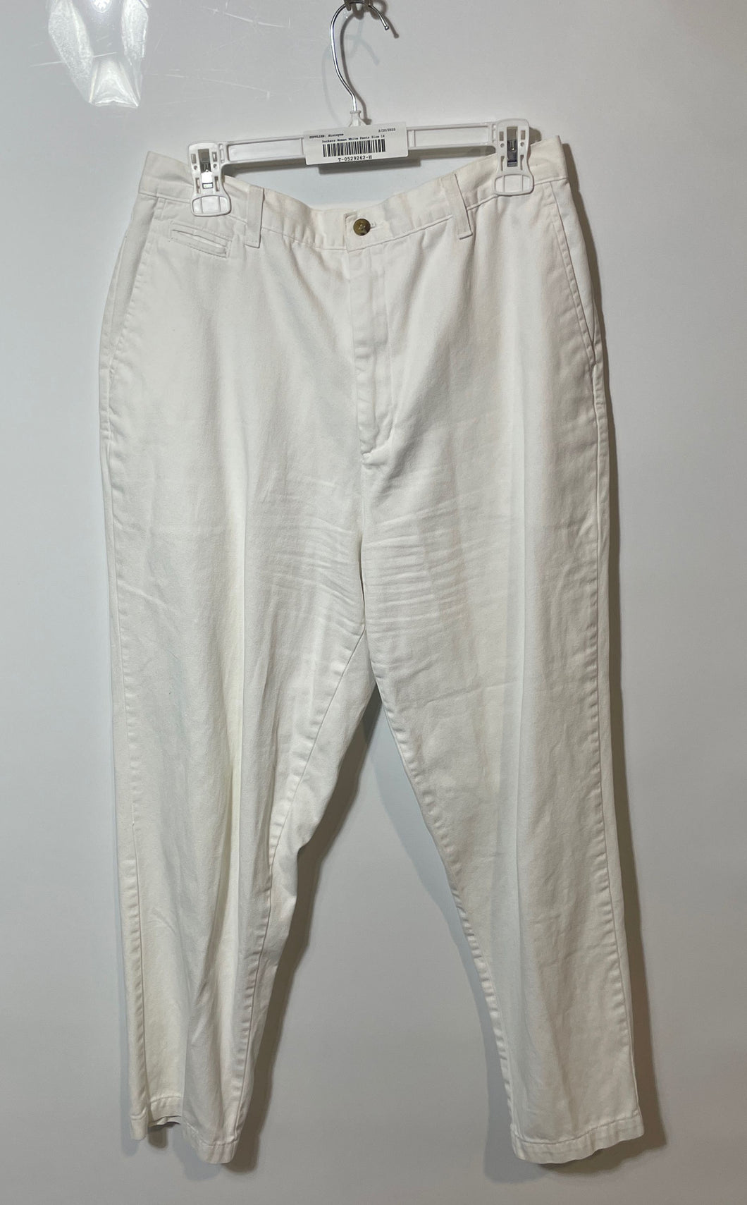 Dockers Womens White Flat Front Straight Leg Pockets Casual Chino Pants Size 16