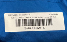 Load image into Gallery viewer, Calvin Klein Mens Blue Slim Fit Stretch Long Sleeve Dress Shirt Size 15 1/2
