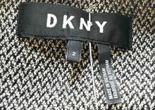 Load image into Gallery viewer, DKNY Womens White Black Tweed Long Sleeve Full-Zip Peplum Blazer Jacket Size 2
