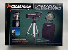 Load image into Gallery viewer, Celestron Travel Scope 50 Black Silver Compact Telescope With Accessories In Box
