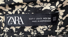 Load image into Gallery viewer, Zara Womens Black Beige Floral Print Ruched Side Slit Maxi Skirt Size Small
