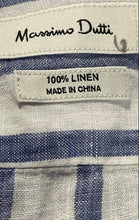 Load image into Gallery viewer, Massimo Dutti Mens Blue White Striped Linen Collared Button-Up Shirt Size S
