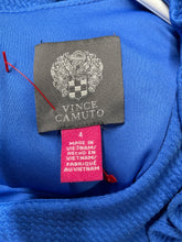 Load image into Gallery viewer, Vince Camuto Womens Blue Ruffle Sleeveless Round Neck Back Zip Mini Dress Size 4

