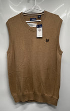 Load image into Gallery viewer, Chaps Mens Tan Embroidered Logo Sleeveless V-Neck Golf Sweater Vest Sz M W/Tags
