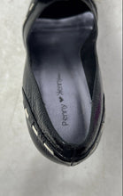 Load image into Gallery viewer, Penny Loves Kenny Womens Black White Leather Peep Toe Wedge Pump Heels Size 9 M
