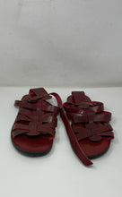 Load image into Gallery viewer, Aldo Mens Dark Red Leather Adjustable Strap Open Toe Fisherman Sandals Size 44
