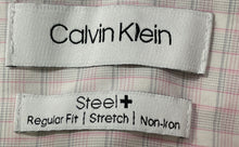 Load image into Gallery viewer, Calvin Klein Mens Pink Plaid Regular Fit Non-Iron Dress Shirt Size L 16.5 32/33
