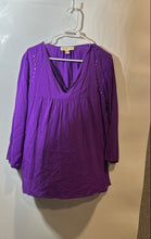 Load image into Gallery viewer, Michael Kors Womens Purple Long Sleeve Studded Popover Tunic Top Size Medium

