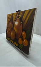 Load image into Gallery viewer, Still Life Oil Painting Represents Fruits And A Ceramic Jug On Canvas Signed
