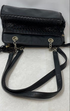 Load image into Gallery viewer, Charter Club Womens Black Leather Woven Inner Pocket Double Strap Shoulder Purse
