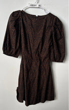 Load image into Gallery viewer, University Thread Womens Brown Leopard Print Puff Sleeve Mini Dress Size 6
