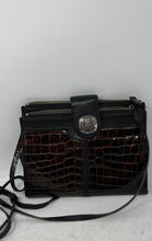 Load image into Gallery viewer, Brighton Womens Shadow Play Brown Black Embossed Leather Organizer Crossbody Bag
