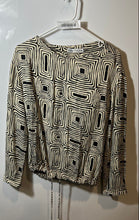 Load image into Gallery viewer, Zara Womens White Black Abstract Print Balloon Sleeve Pullover Blouse Top Sz XS
