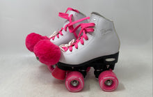 Load image into Gallery viewer, Epic Girls Princess White Pink Lace-Up High Top Quad Roller Skates Size 10J
