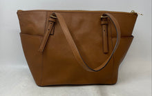 Load image into Gallery viewer, Michael Kors Womens Brown Leather Double Handle Outer Pockets Zipper Tote Bag
