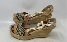 Load image into Gallery viewer, Dewoman Womens Multicolor Printed Round Toe Wedge Espadrille Sandals Size 37
