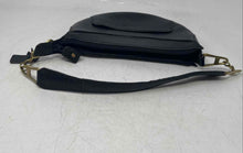 Load image into Gallery viewer, Land Womens Black Faux Leather Inner Pockets Zipper Half Moon Shoulder Bag
