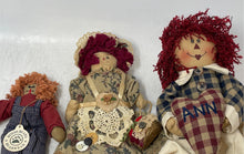 Load image into Gallery viewer, Set Of 3 Collection Of Rustic Rag Dolls Boyds Bears Bearwear Raggedy Ann Cloth
