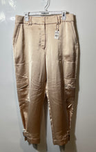 Load image into Gallery viewer, Express Womens Champagne Satin Flat Front High-Rise Cargo Pants Sz 12S With Tags
