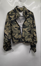 Load image into Gallery viewer, Zara Womens Green Camouflage Army Long Sleeve Full-Zip Windbreaker Jacket Size M
