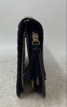 Load image into Gallery viewer, Gianni Bini Womens Black Faux Patent Leather Quilted Tassel Zip-Around Wallet
