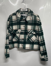 Load image into Gallery viewer, Zara Womens Green Plaid Spread Collar Long Sleeve Shacket Jacket Size Small
