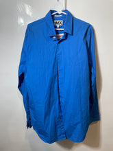 Load image into Gallery viewer, Express Mens Blue 1MX Long Sleeve Collared Formal Dress Shirt Size XL 17-17.5
