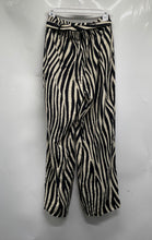 Load image into Gallery viewer, Mango Womens White &amp; Black Animal Print Tie Waist Trouser Pants Size S
