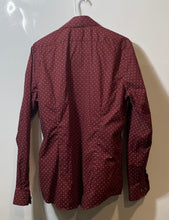 Load image into Gallery viewer, Express Mens Burgundy White Printed Long Sleeve Dress Shirt Size 15-15.5 M
