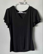 Load image into Gallery viewer, Calvin Klein Womens Gray Short Sleeve Collarless Pullover Blouse Top Size Medium
