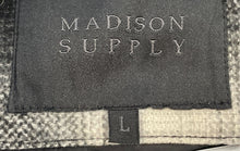 Load image into Gallery viewer, Madison Supply Mens Black White Plaid Long Sleeve Full-Zip Jacket Size Large
