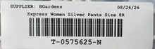 Load image into Gallery viewer, Express Womens Silver Metallic Faux Leather Straight Leg Trouser Pants Size 8R
